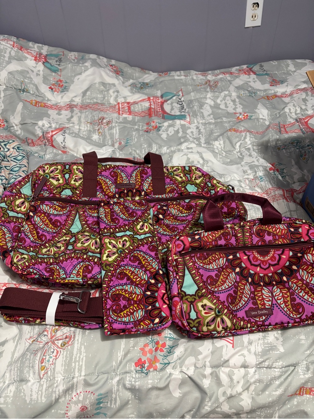 Women’s Paisley Travel Bag Set in Fuchsia